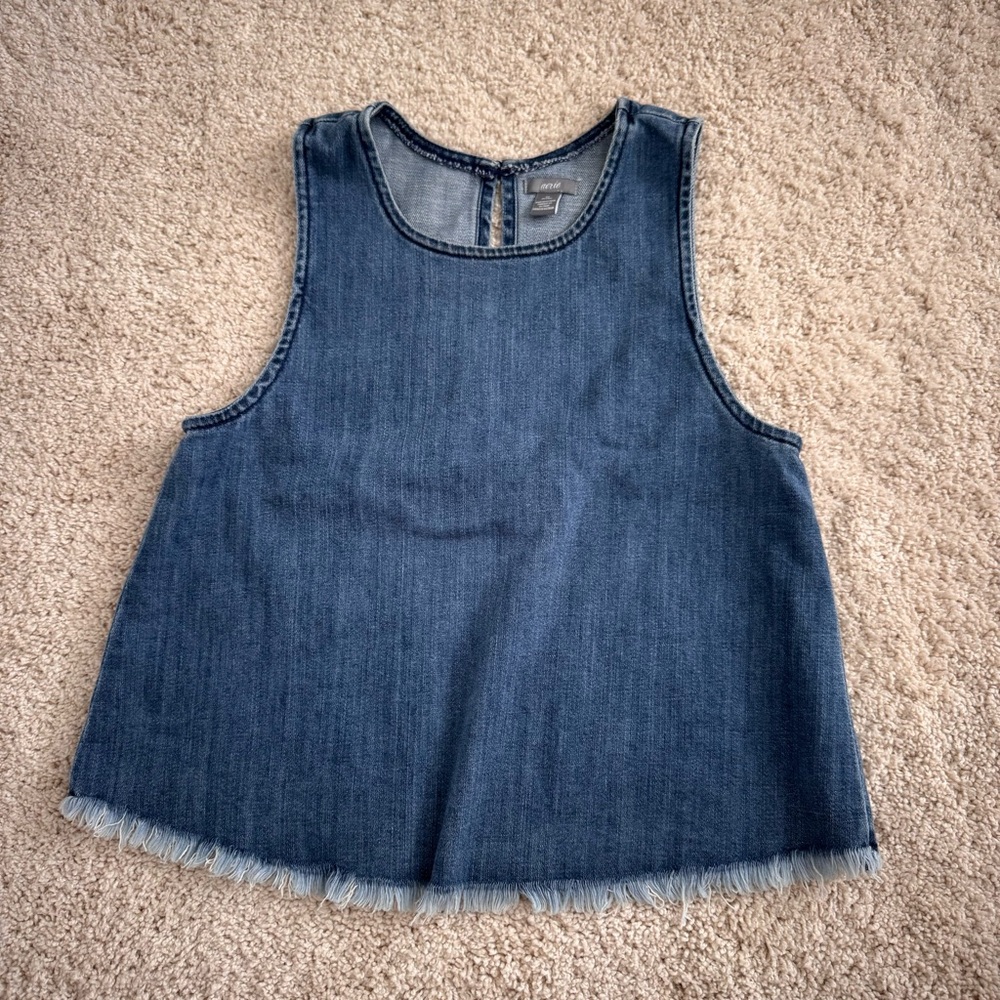 Aerie Denim Sleeveless Top with Frayed Hem – XS